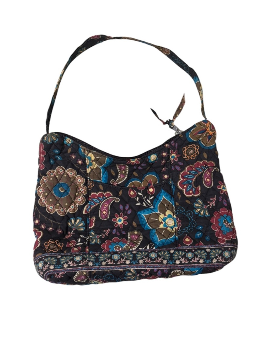 Quilted Floral Shoulder Bag with Multicolor Accents